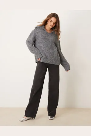 ASOS Wool blend knitted v neck jumper in marl