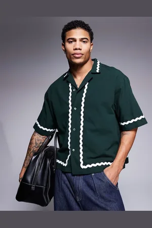 ASOS Oversized boxy shirt with tape detail in dark