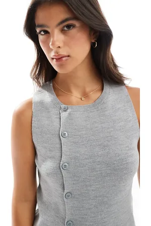 ASOS Knitted structured asymmetric button front waistcoat with split in