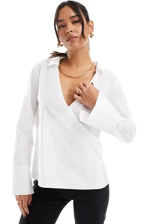 ASOS Wrap shirt with asymmetrical placket detail in