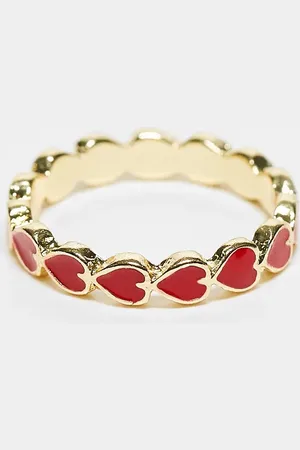 Pieces® Valentines heart detail ring in red and