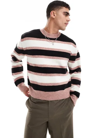Bershka Coloured stripe knitted jumper in