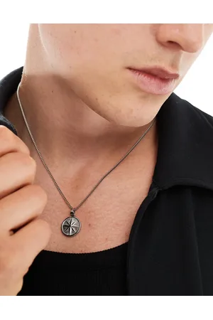 ASOS Waterproof stainless steel necklace with round pendant in tone
