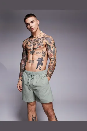 ASOS Seersucker swim shorts in mid length in