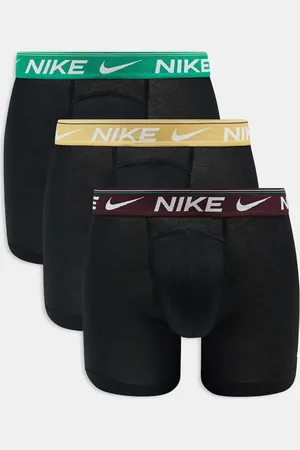 Nike Dri-Fit ultra comfort 3 pack boxer brief with coloured waistband in green/gold/burgundy