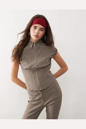 COLLUSION Tailored zip front check shirt co-ord in multi