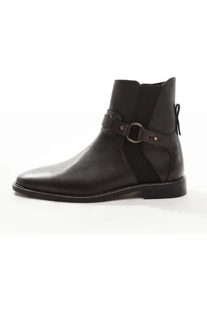 ASOS Chelsea boots in leather with strap and buckle