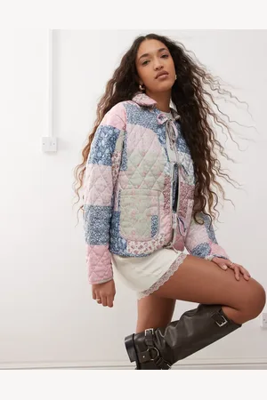 Miss Selfridge Quilted liner jacket in patchwork print
