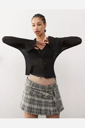 COLLUSION A-sym cardi with flared cuff in black