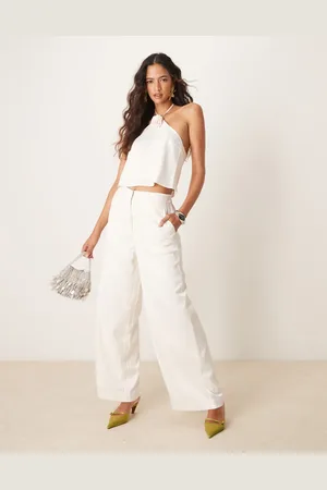 Y.A.S Wide leg satin trouser co-ord in gardenia