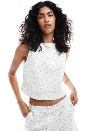 ASOS Denim tank top in ditsy print