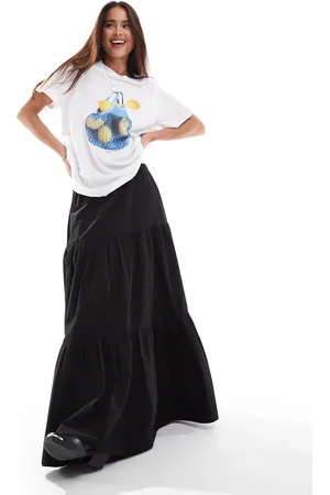 Stradivarius STR poplin boho midi skirt in