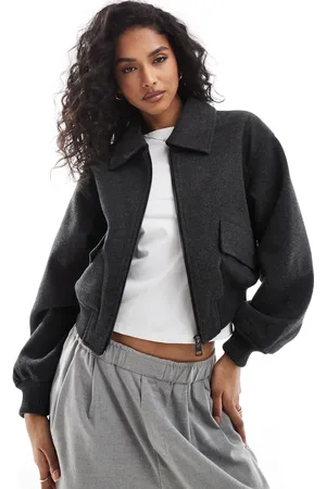 Pull&Bear Wool look bomber jacket in