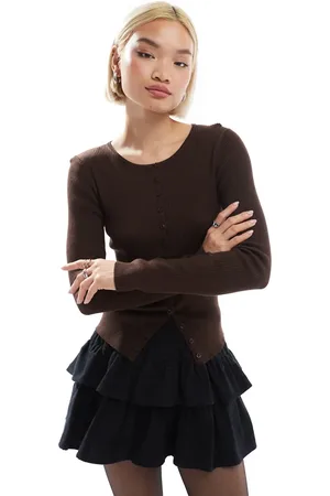 Stradivarius Fitted ribbed cardigan in