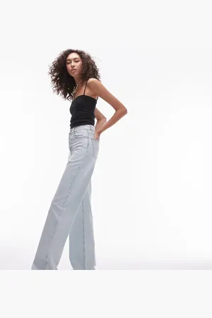 Topshop Tall mid rise loose fit straight jean in bleach