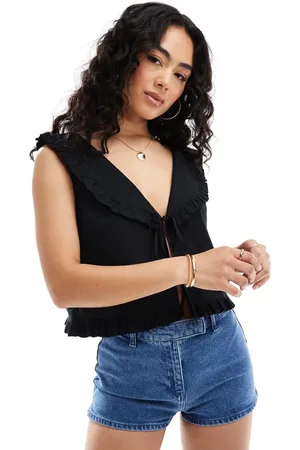 ASOS Linen look frill collar waistcoat in