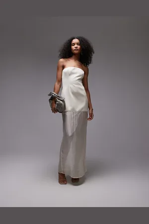 SNDYS Bandeau structured half sheer maxi dress in