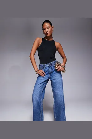 River Island Relaxed straight jean in midwash