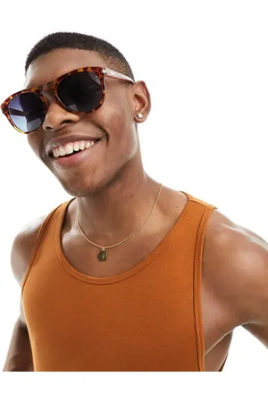 Quay Australia Quay slicked back round sunglasses in honey tort with blue polarised lens