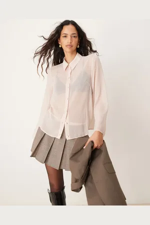 ASOS Sheer crinkle shirt in pink