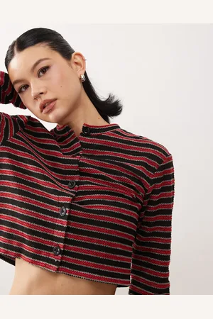 COLLUSION Boxy cardigan in red stripe chenille