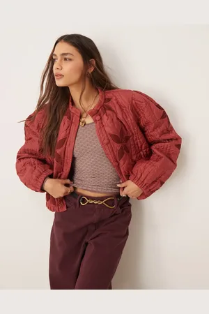 Free People Quinn quilted patchwork jacket in marsala