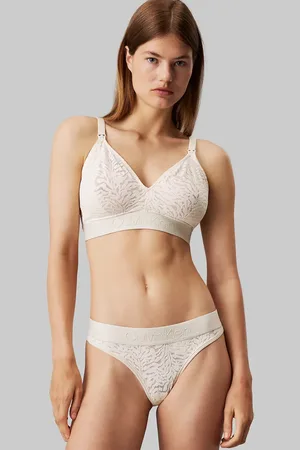 Calvin Klein Maternity Intrinsic CK logo unlined triangle plunge patterned bralette in