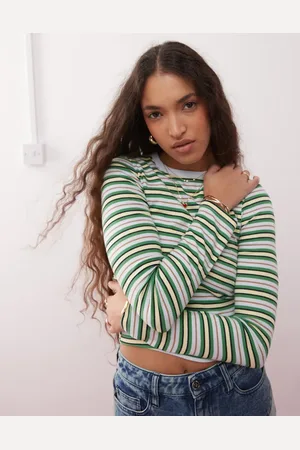 Miss Selfridge Stripe long sleeve top in blue