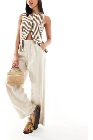 Hollister Ultra high rise linen trouser in beige
