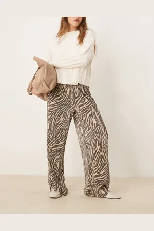 JDY Plisse trousers in zebra print