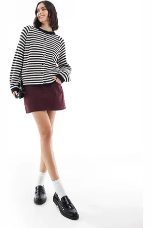 ASOS Knitted raglan cardigan in navy stripe