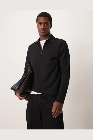 ASOS Long sleeve polo shirt with waffle texture in