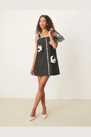 Sister Jane Swallow heart embroidered mini dress in