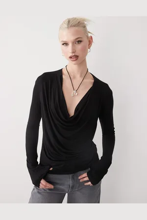 Weekday Drape front long sleeve top in