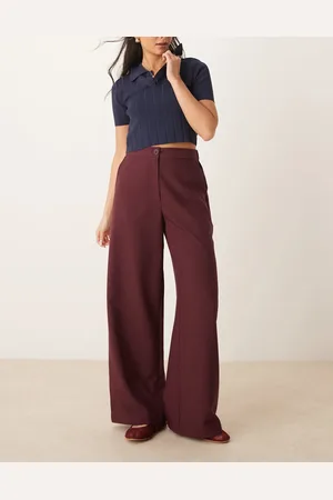 ASOS Tailored relaxed straight leg trousers in dark cherry