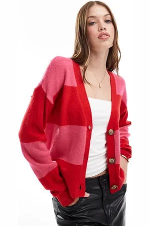 Brave Soul Stripe cardigan in & pink