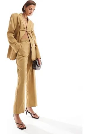 ASOS Tailored trouser with raw edge details and belt co-ord in tan