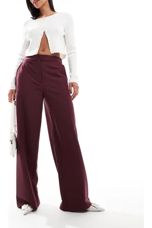 ASOS Tailored relaxed straight leg trousers in burgundy