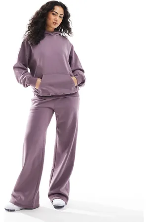 Hollister Logo wide leg jogger co-ord in purple