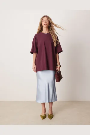 ASOS Oversized heavy weight cotton t shirt in burgundy