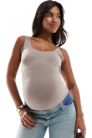 Mama;licious Mamalicious Maternity seamless vest top in taupe