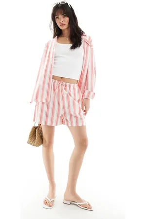 ASOS Pull on short co-ord in red deckchair stripe