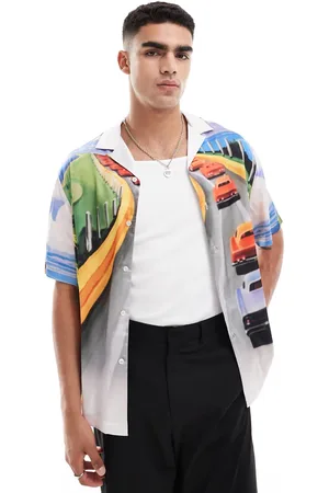 ASOS Relaxed revere shirt with scenic placement print
