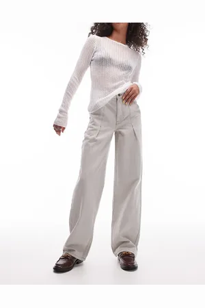Topshop High rise pleated jean in stone