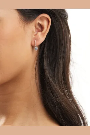 Kingsley Ryan Heart charm hoop earrings in sterling