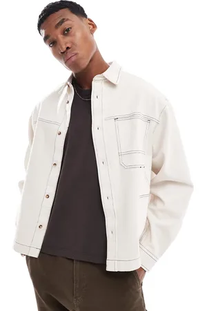 ASOS Boxy oversized denim shirt in ecru