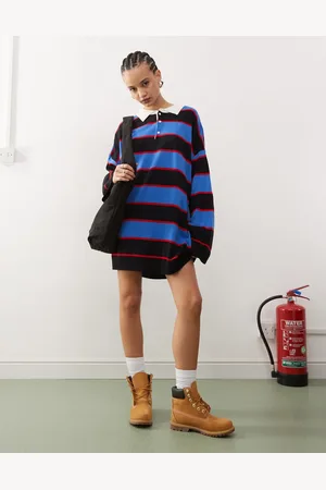 COLLUSION Polo stripe dress with rugby collar