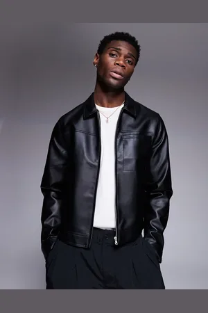 ASOS Faux leather harrington jacket in