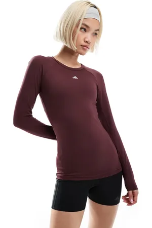adidas Adidas Training Tech Fit long sleeve top in burgundy