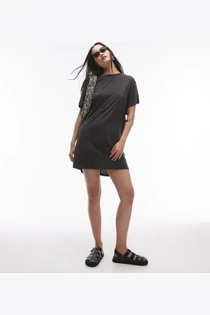 Topshop Premium super soft twist back cupro t-shirt mini dress in